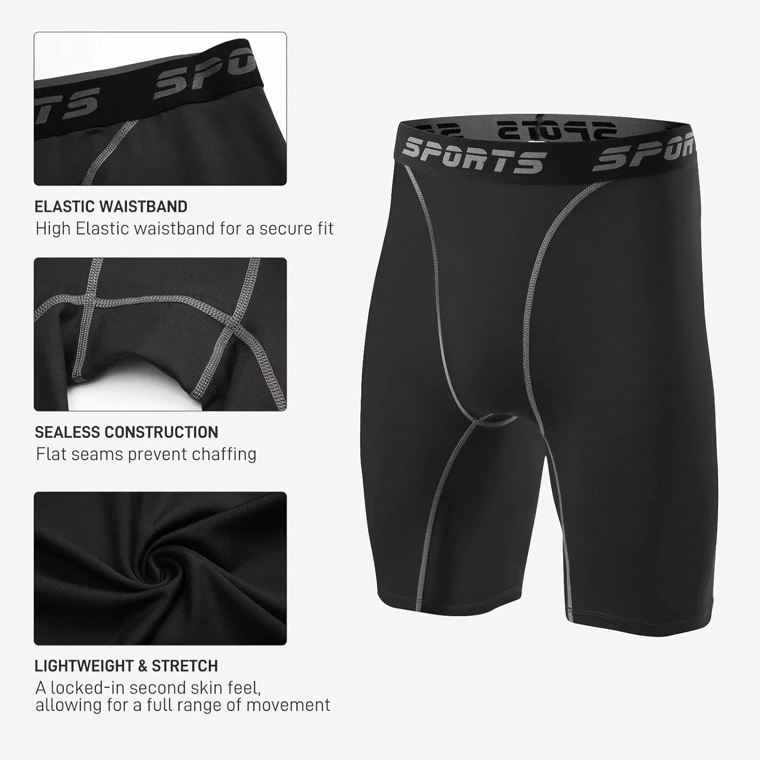 2 Pack Compression Shorts Men Spandex Running Sport Under Shorts Cool Dry Athletic Underwear Muscle Support