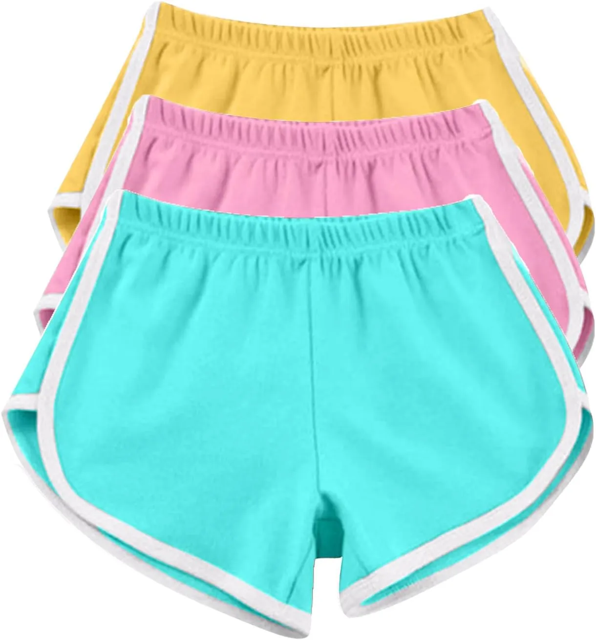 3 Pack Athletic Shorts for Women Elastic Waist Yoga Dance Shorts Running Workout Lounge Lightweight Dolphin Shorts