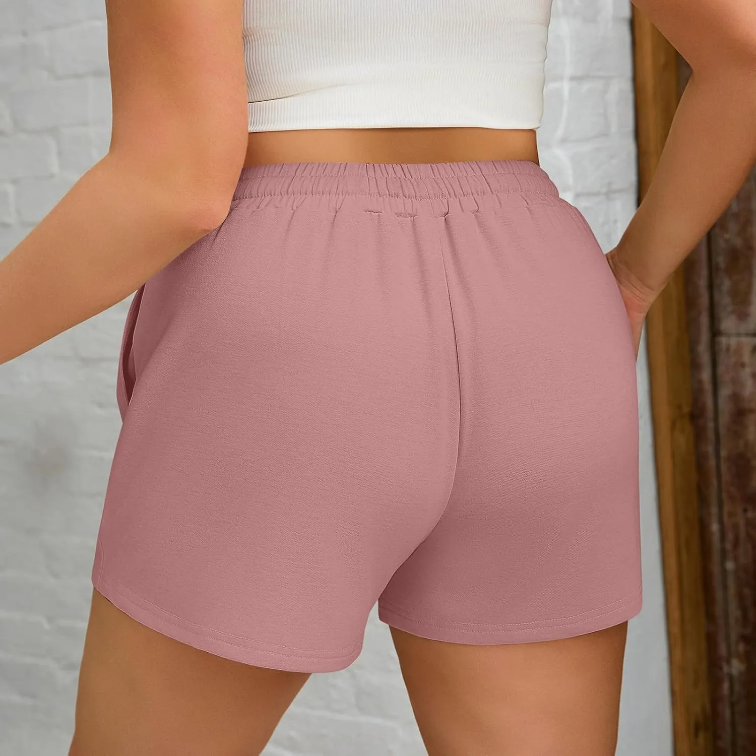 3 Pcs Women's Plus Size Sweat Shorts Drawstring High Waist Elastic Athletic Shorts with Pocket 1X-5XL