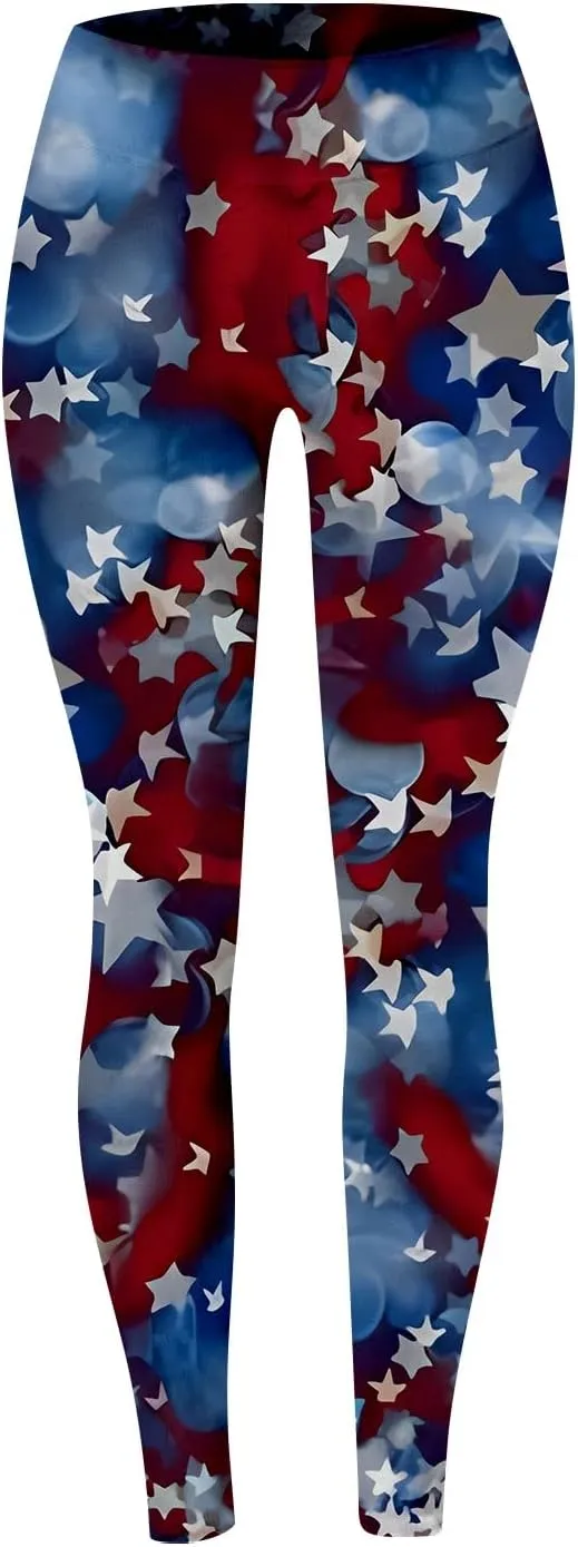 aihihe Women's USA Flag Print Leggings 4th of July Independent Day Yoga Pants Gym Workout Quick Dry Compression Tights