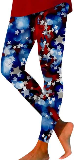 aihihe Women's USA Flag Print Leggings 4th of July Independent Day Yoga Pants Gym Workout Quick Dry Compression Tights