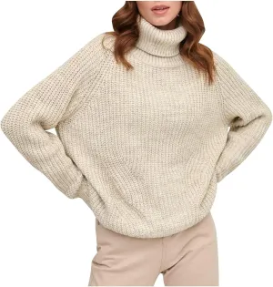 Akklian Women's Oversized Turtleneck Long Sleeve Casual Pullover Soft Knit Tunic Sweater Trendy Crochet Loose Fit Jumper Tops
