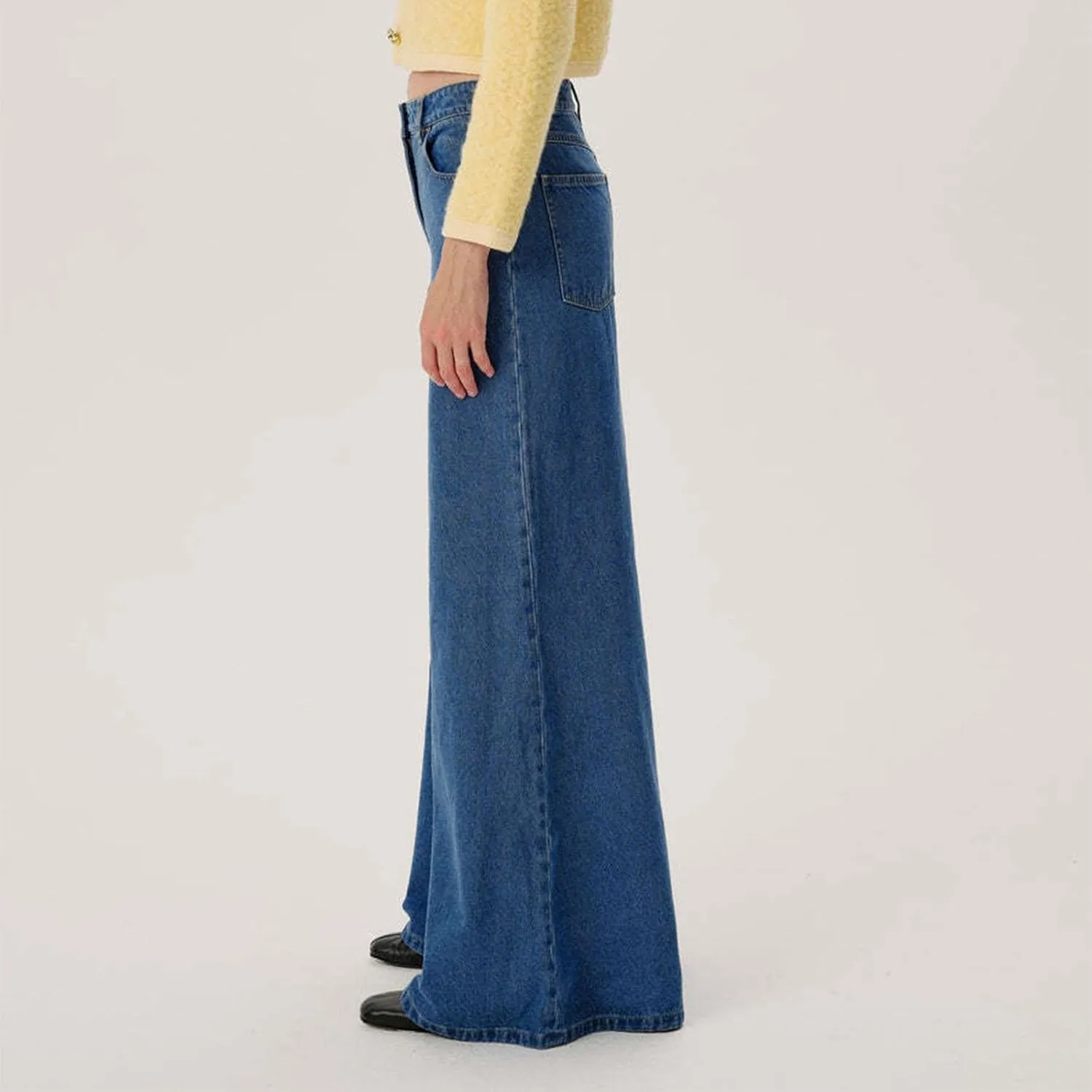 Akklian Women's Wide Leg Jeans Casual High Waisted Straight Stretch Denim Pants Frayed Raw Hem Retro 90s Baggy Jeans 2025
