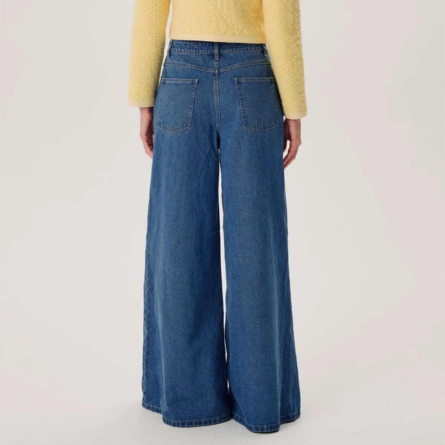 Akklian Women's Wide Leg Jeans Casual High Waisted Straight Stretch Denim Pants Frayed Raw Hem Retro 90s Baggy Jeans 2025