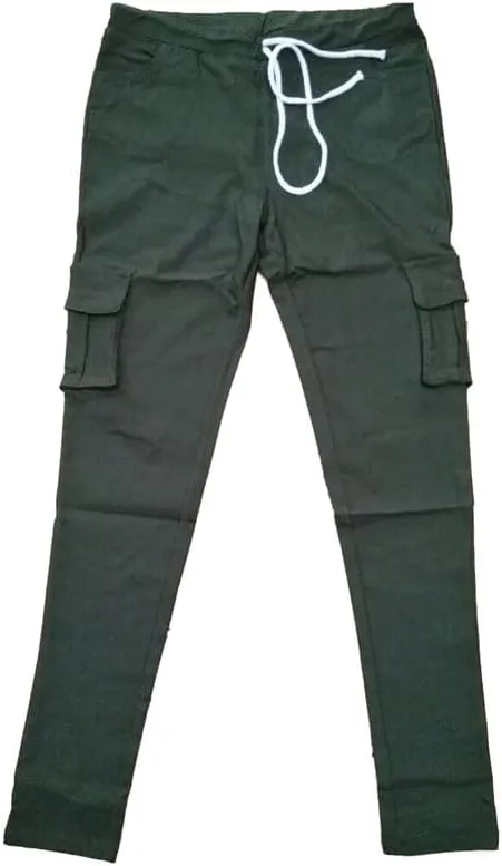 Andongnywell Womens Solid Color Drawstring Skinny Pants Stretch Cargo Joggers Casual Pockets Pants Tie Butt Lift Pant