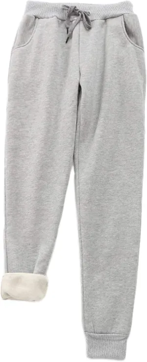 Andongnywell Women's Warm Jogger Fleece Pants Sherpa Lined Athletic Sweatpants Winter Casual Harem Sports Pants