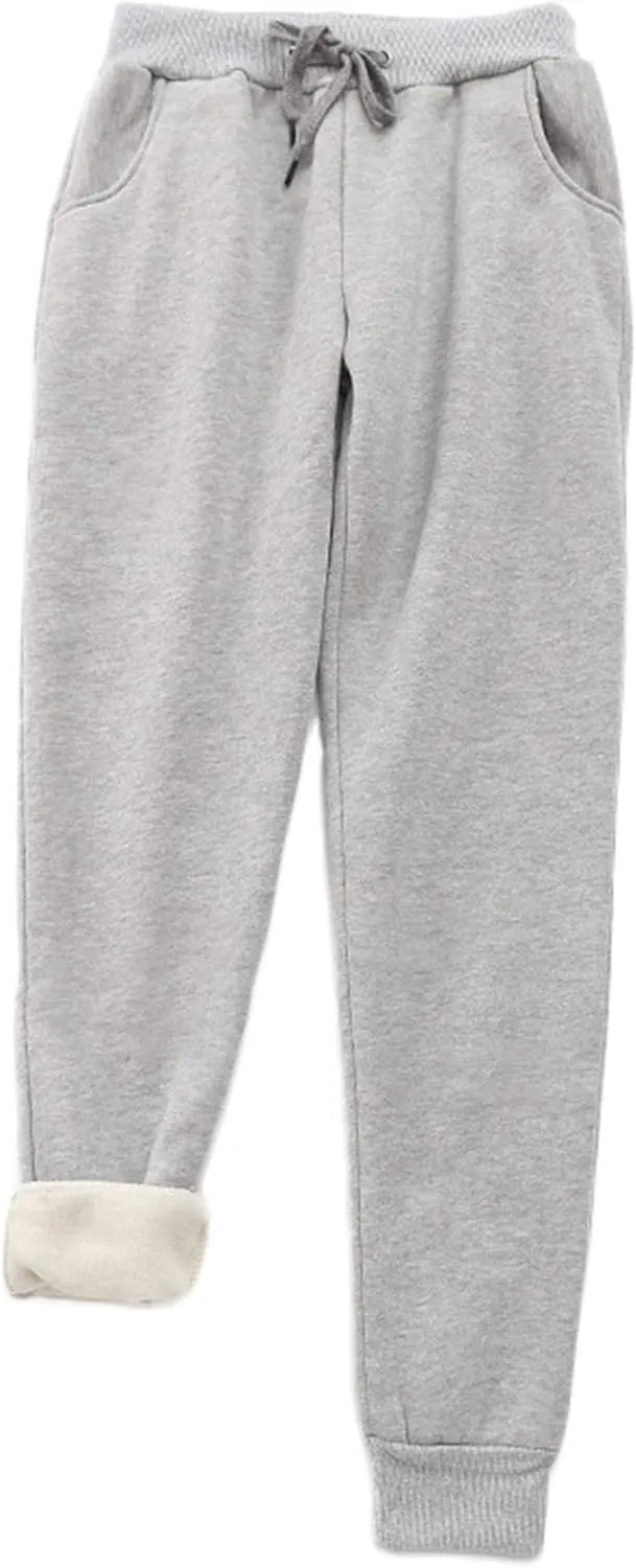 Andongnywell Women's Warm Jogger Fleece Pants Sherpa Lined Athletic Sweatpants Winter Casual Harem Sports Pants