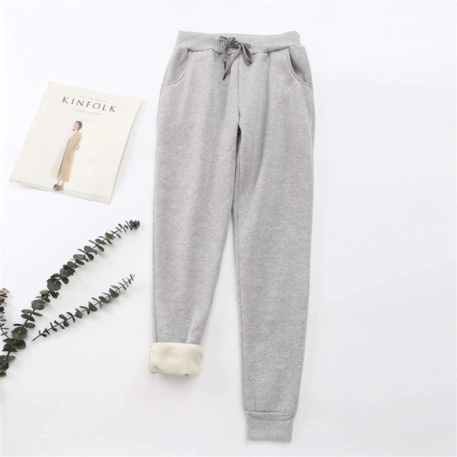 Andongnywell Women's Warm Jogger Fleece Pants Sherpa Lined Athletic Sweatpants Winter Casual Harem Sports Pants