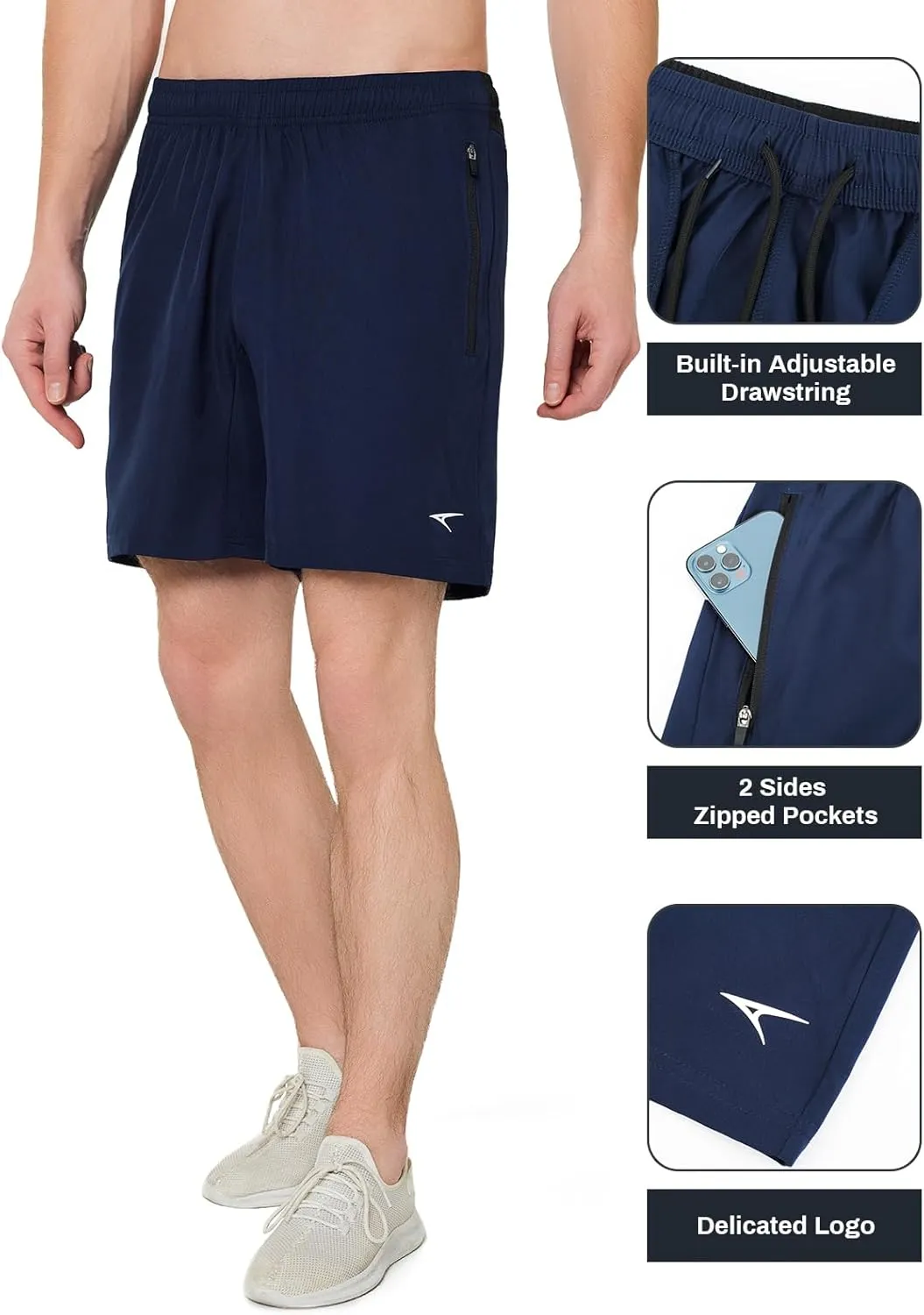 ASHION Men's 7 Inch Athletic Running Shorts Quick Dry Lightweight Gym Workout Training Fitness Sport Shorts