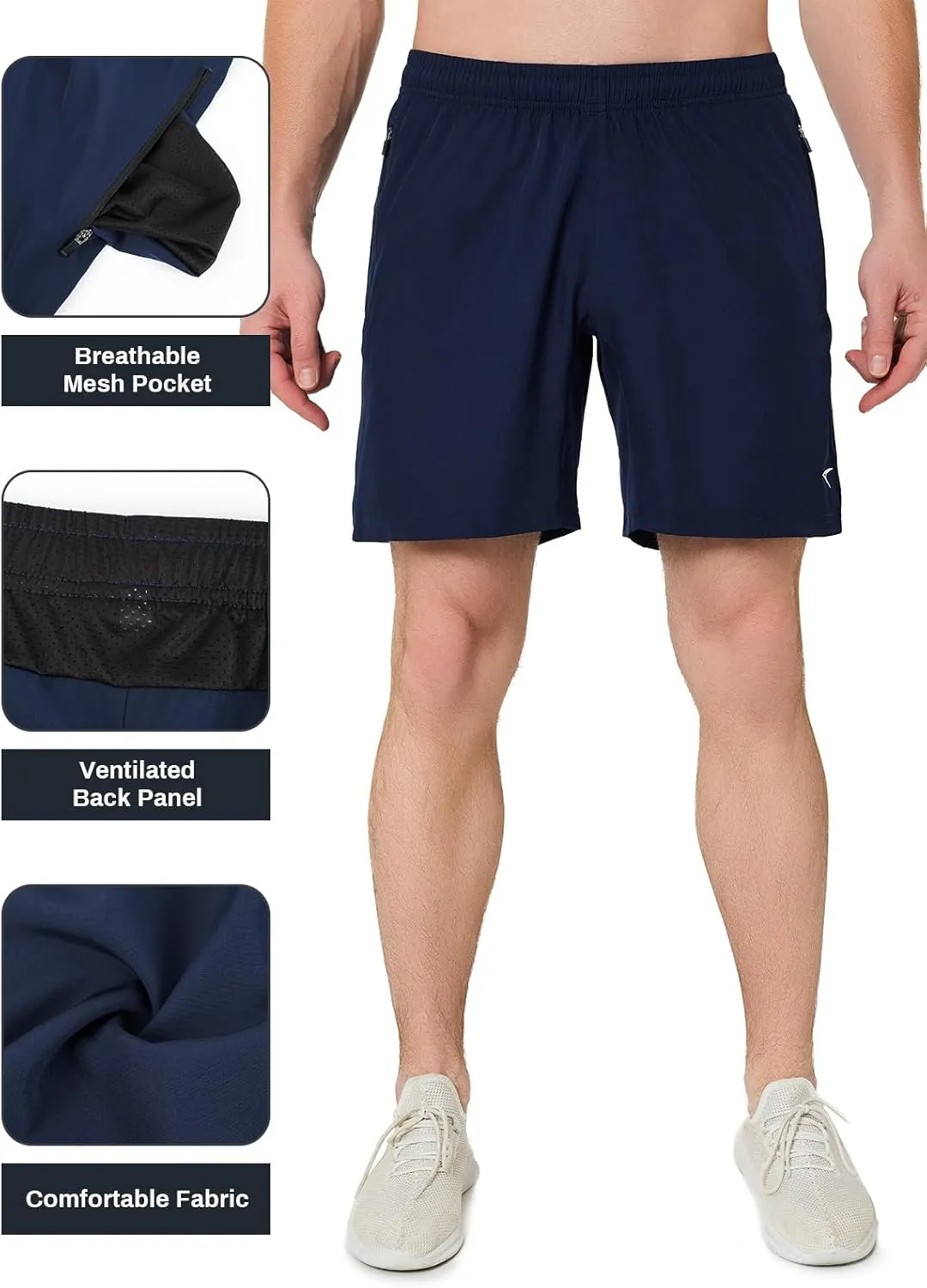 ASHION Men's 7 Inch Athletic Running Shorts Quick Dry Lightweight Gym Workout Training Fitness Sport Shorts