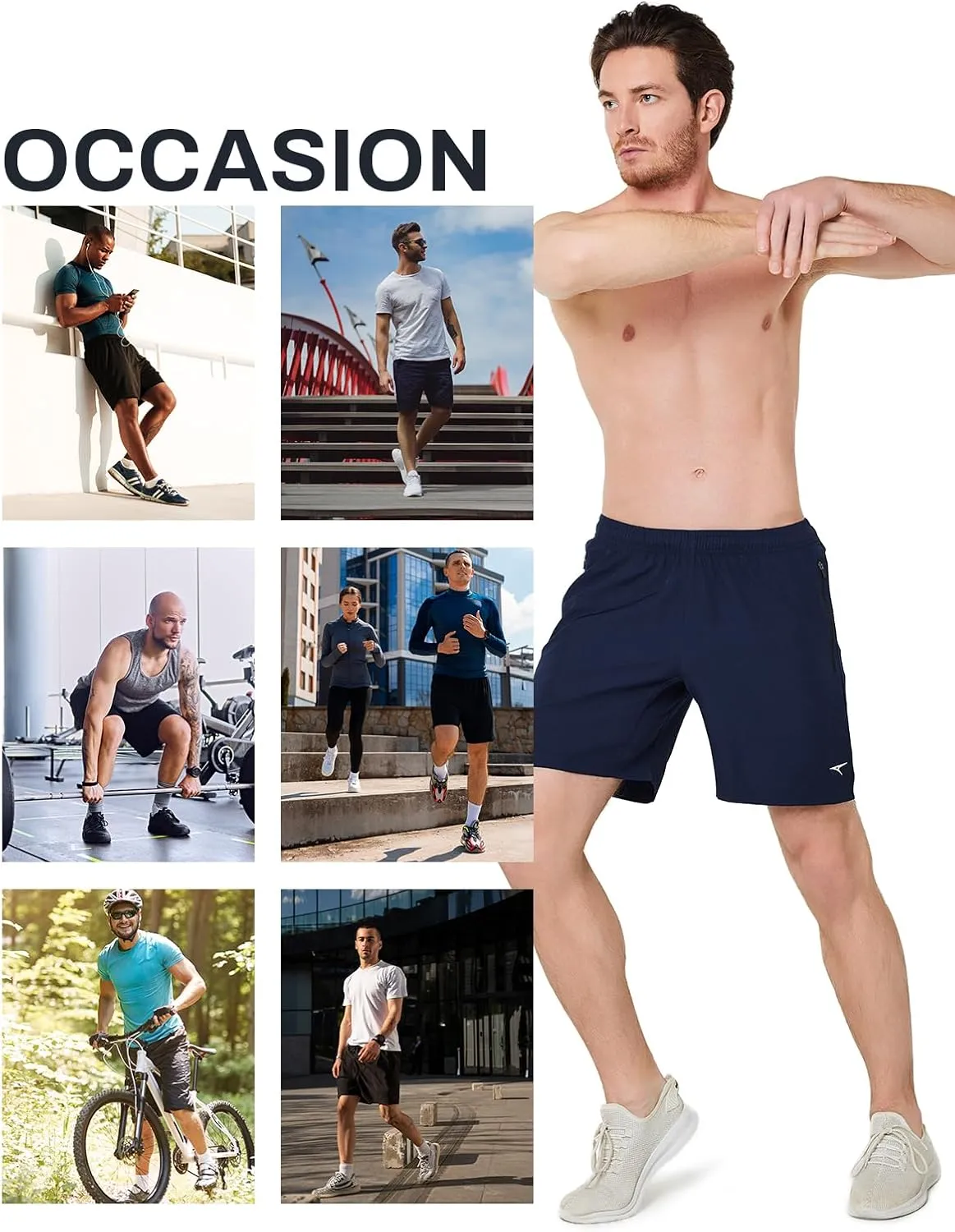 ASHION Men's 7 Inch Athletic Running Shorts Quick Dry Lightweight Gym Workout Training Fitness Sport Shorts