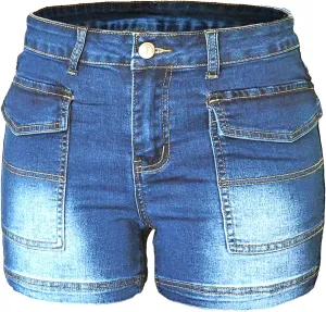 Atditama Women's Stretch Denim Jean Shorts Ripped Curved Fitted Summer Casual Shorts for Women High Waisted