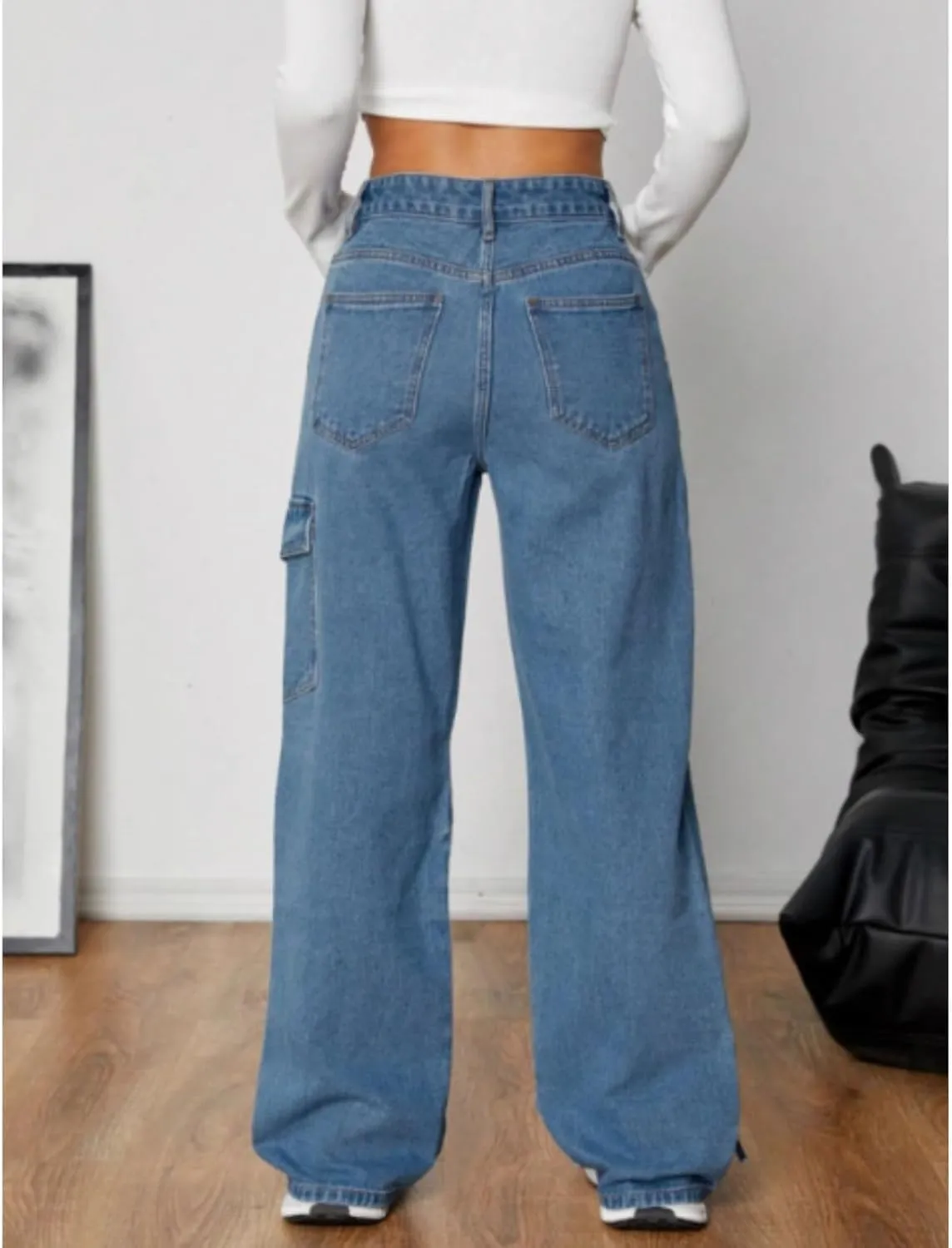 Baggy Jeans for Woman Teen Girls Bow Jeans High Waisted Straight Leg Cute Pants Casual Preppy Clothes