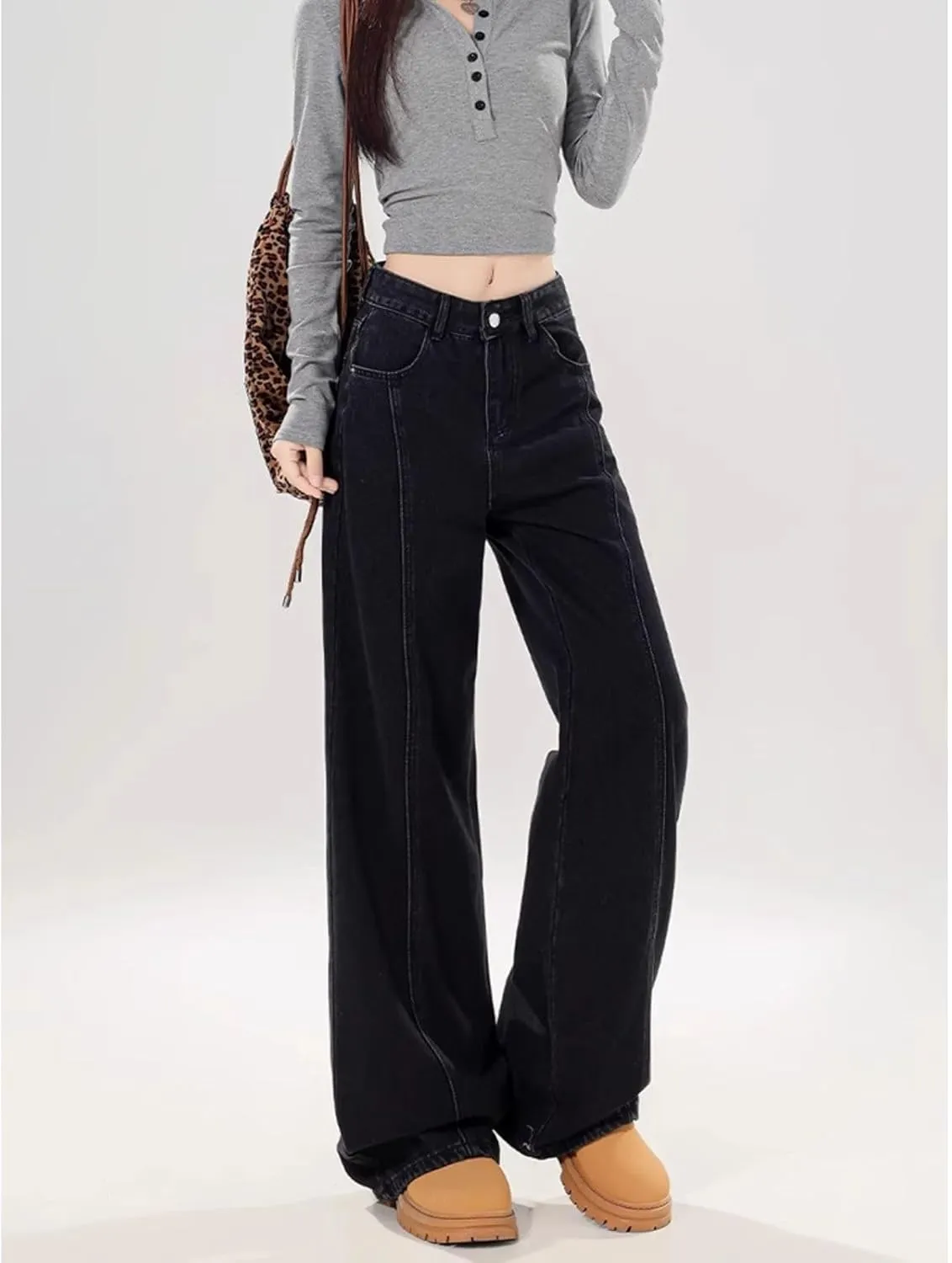 Baggy Jeans for Woman Teen Girls Bow Jeans High Waisted Straight Leg Cute Pants Casual Preppy Clothes