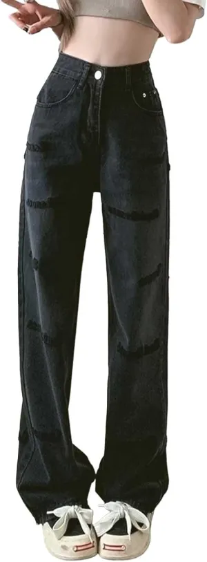 Baggy Jeans for Women Y2K High Street Boyfriend Pants Vintage Jeans Aesthetic Teen Girls Hiphop Streetwear