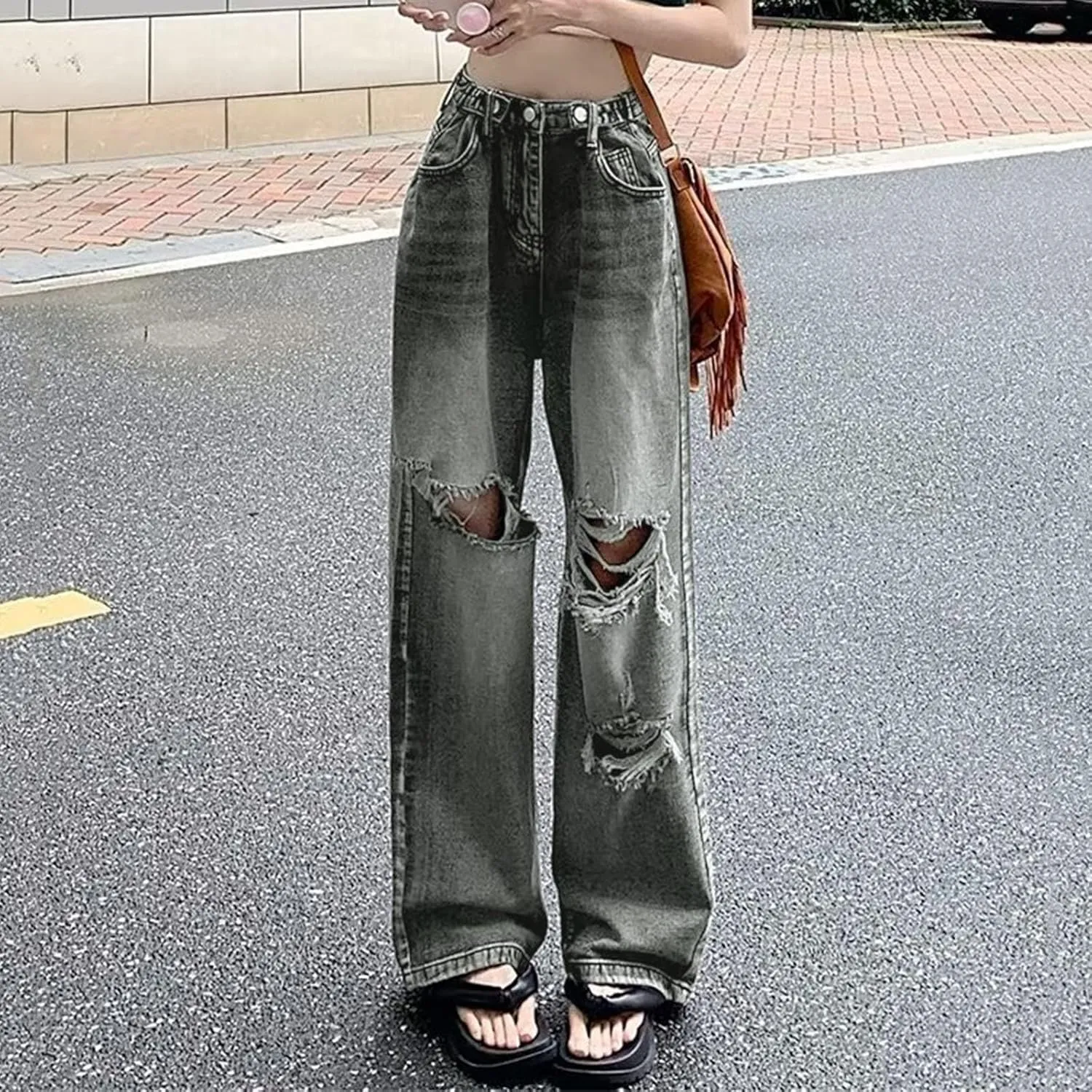 Baggy Jeans for Women Y2K High Street Boyfriend Pants Vintage Jeans Aesthetic Teen Girls Hiphop Streetwear