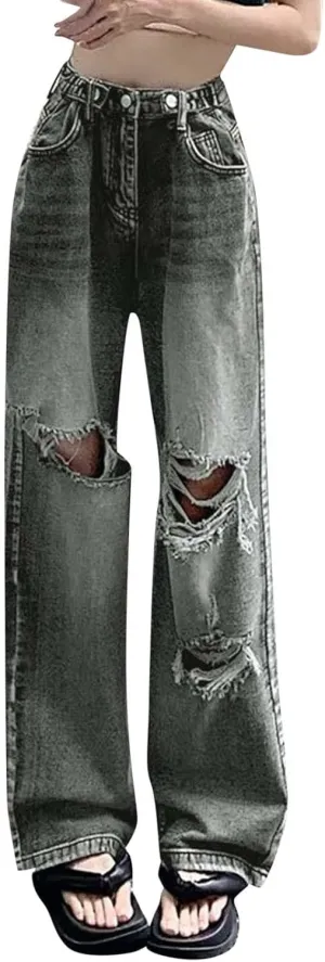 Baggy Jeans for Women Y2K High Street Boyfriend Pants Vintage Jeans Aesthetic Teen Girls Hiphop Streetwear