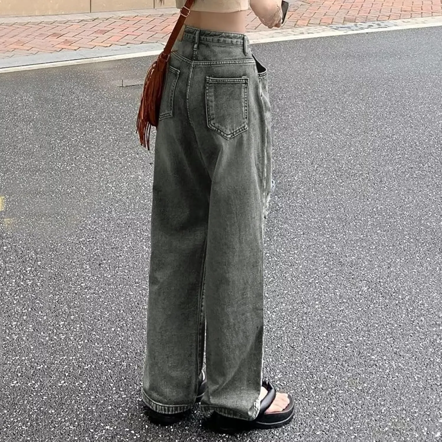 Baggy Jeans for Women Y2K High Street Boyfriend Pants Vintage Jeans Aesthetic Teen Girls Hiphop Streetwear