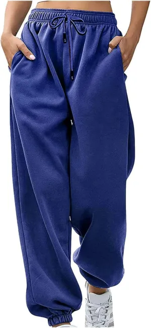 Baggy Sweatpants Fleece Cinch Bottom Sweatpants for Teen Girls High Waisted Yoga Workout Joggers with Pockets