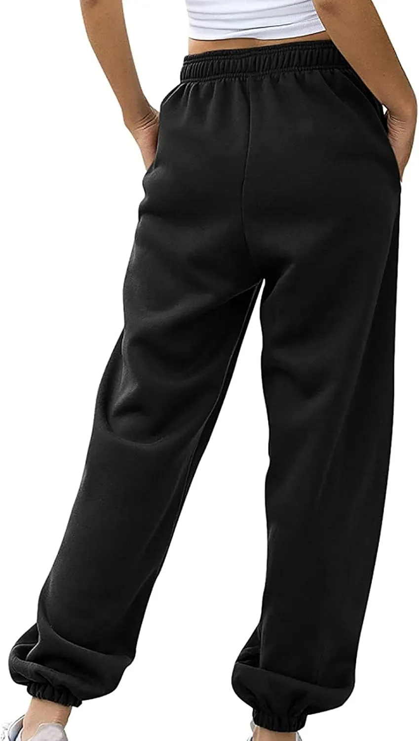 Baggy Sweatpants Fleece Cinch Bottom Sweatpants for Teen Girls High Waisted Yoga Workout Joggers with Pockets