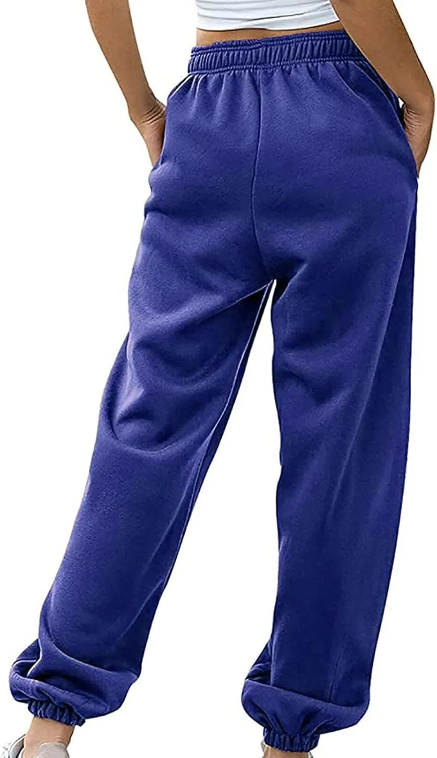 Baggy Sweatpants Fleece Cinch Bottom Sweatpants for Teen Girls High Waisted Yoga Workout Joggers with Pockets