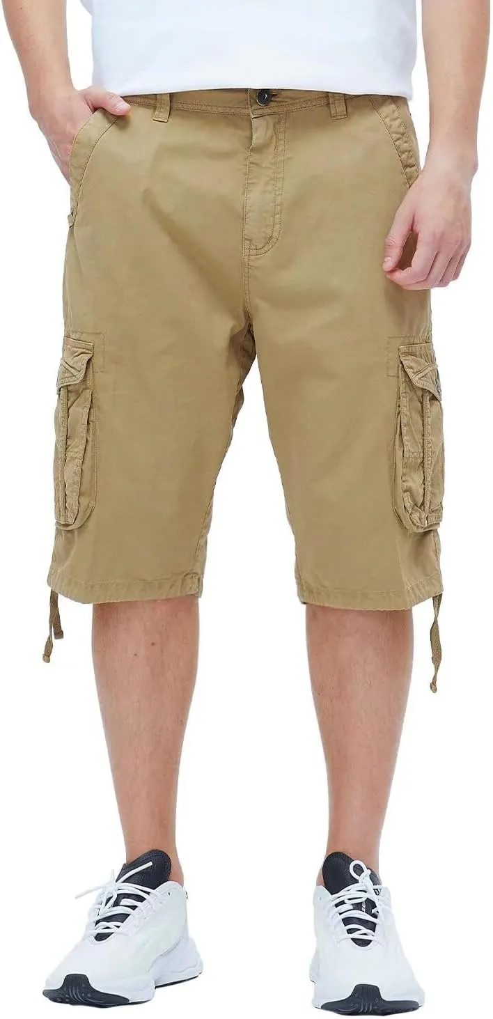 BEST SOUTH Men's Long Cargo Shorts Casual Below Knee 13 Inches Capri Shorts Relaxed Fit with Pockets