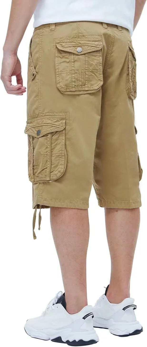 BEST SOUTH Men's Long Cargo Shorts Casual Below Knee 13 Inches Capri Shorts Relaxed Fit with Pockets