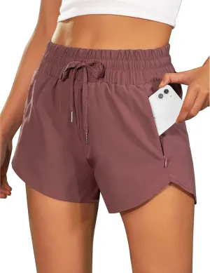 BMJL Women's Running Shorts High Waisted Athletic Shorts Summer Gym Workout Short with Zipper Pockets