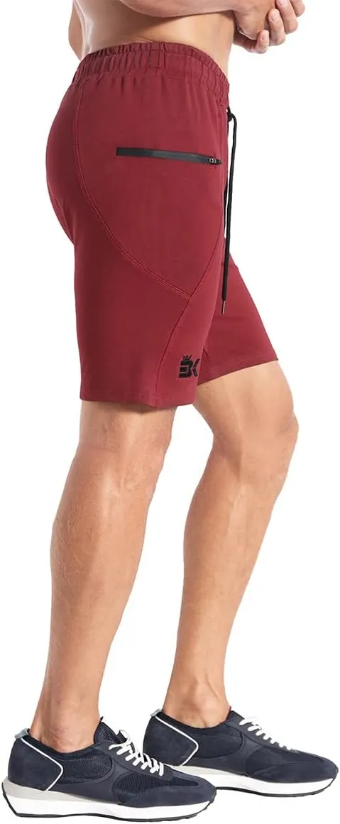 BROKIG Men's Sidelock Gym Workout Running Sport Shorts with Zipper Pockets