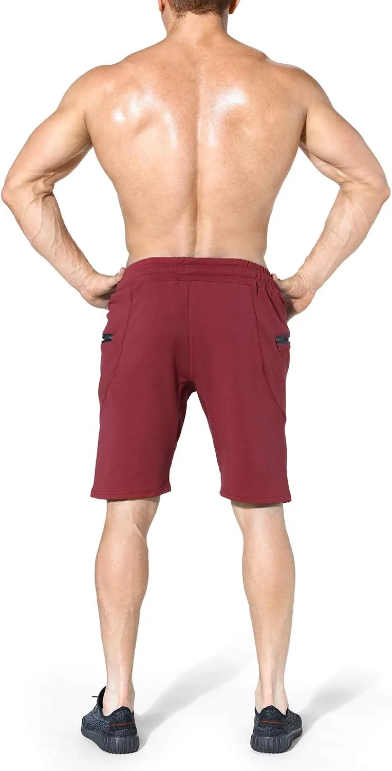 BROKIG Men's Sidelock Gym Workout Running Sport Shorts with Zipper Pockets