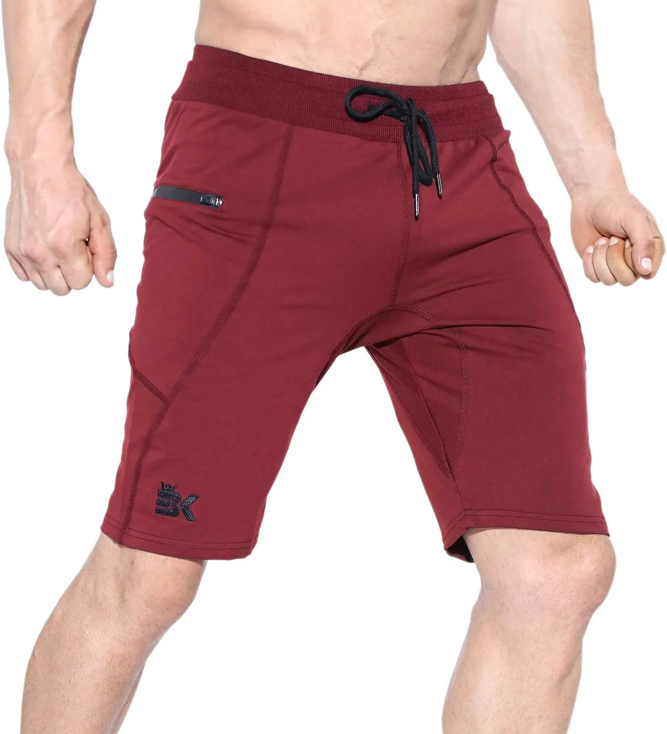 BROKIG Men's Sidelock Gym Workout Running Sport Shorts with Zipper Pockets