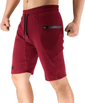 BROKIG Men's Sidelock Gym Workout Running Sport Shorts with Zipper Pockets