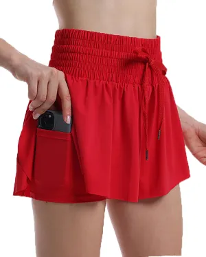 Butterfly Shorts Womens High Waisted Flowy Short High Rise Athletic Skirt with Shorts Underneath