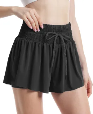 Butterfly Shorts Womens High Waisted Flowy Short High Rise Athletic Skirt with Shorts Underneath