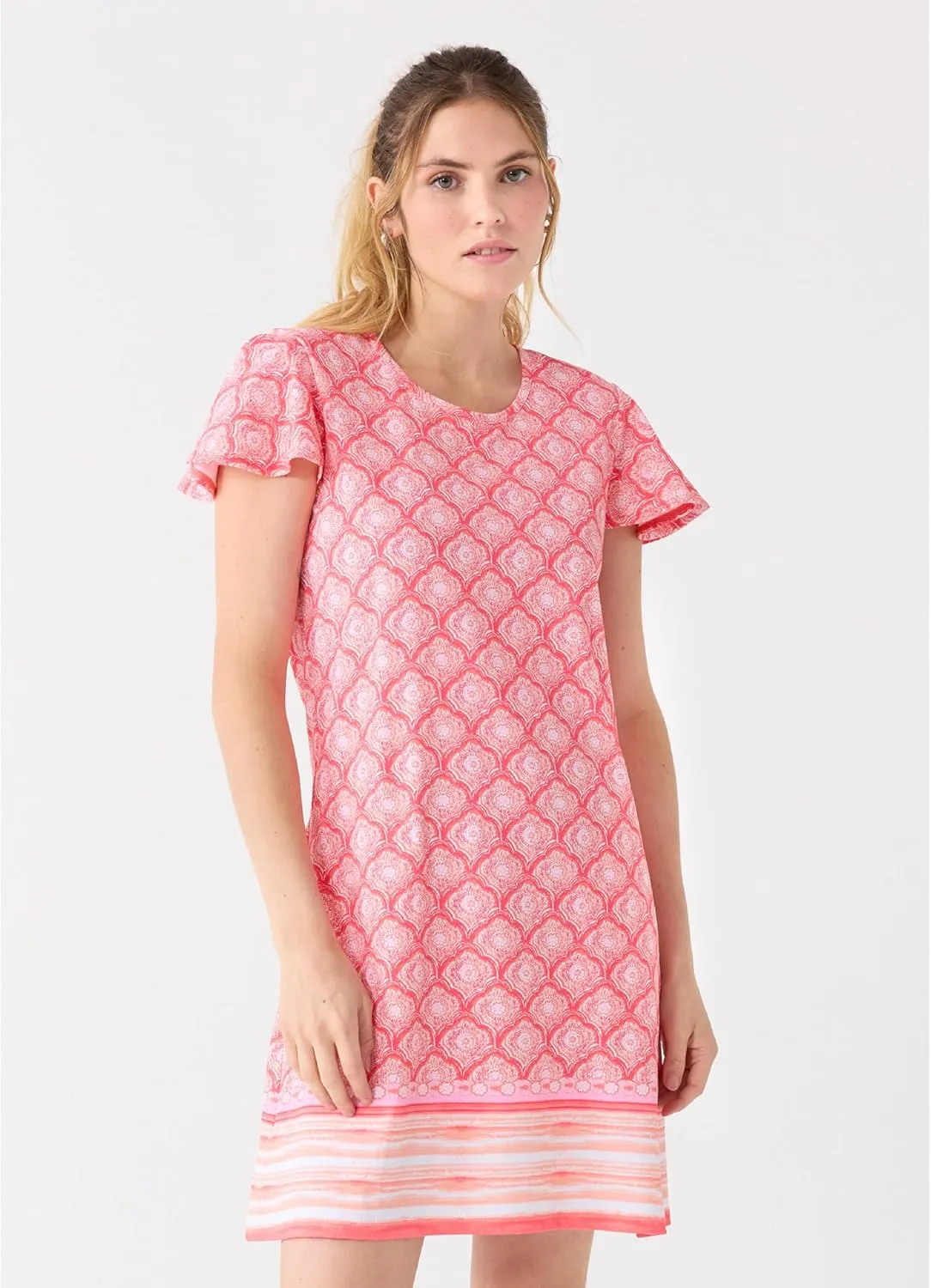 Cabana Life Ruffle Short Sleeve Dress - 50  UPF Sun Protection Resort Wear, Casual Sun Dress