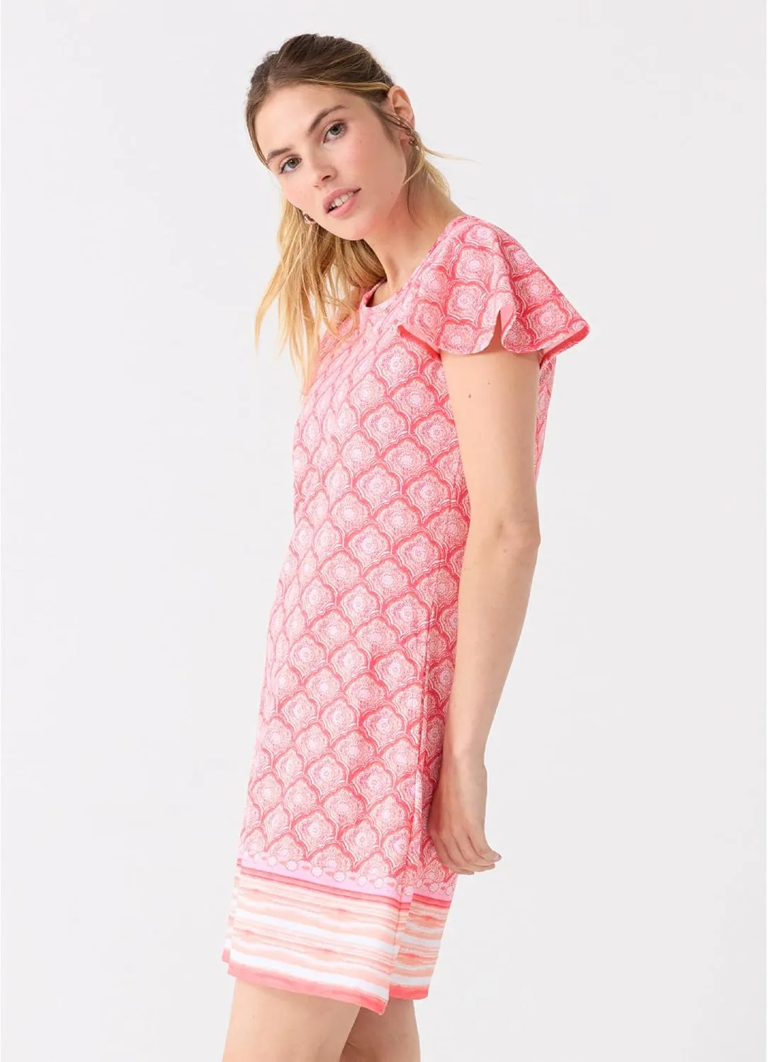 Cabana Life Ruffle Short Sleeve Dress - 50  UPF Sun Protection Resort Wear, Casual Sun Dress