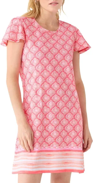 Cabana Life Ruffle Short Sleeve Dress - 50  UPF Sun Protection Resort Wear, Casual Sun Dress