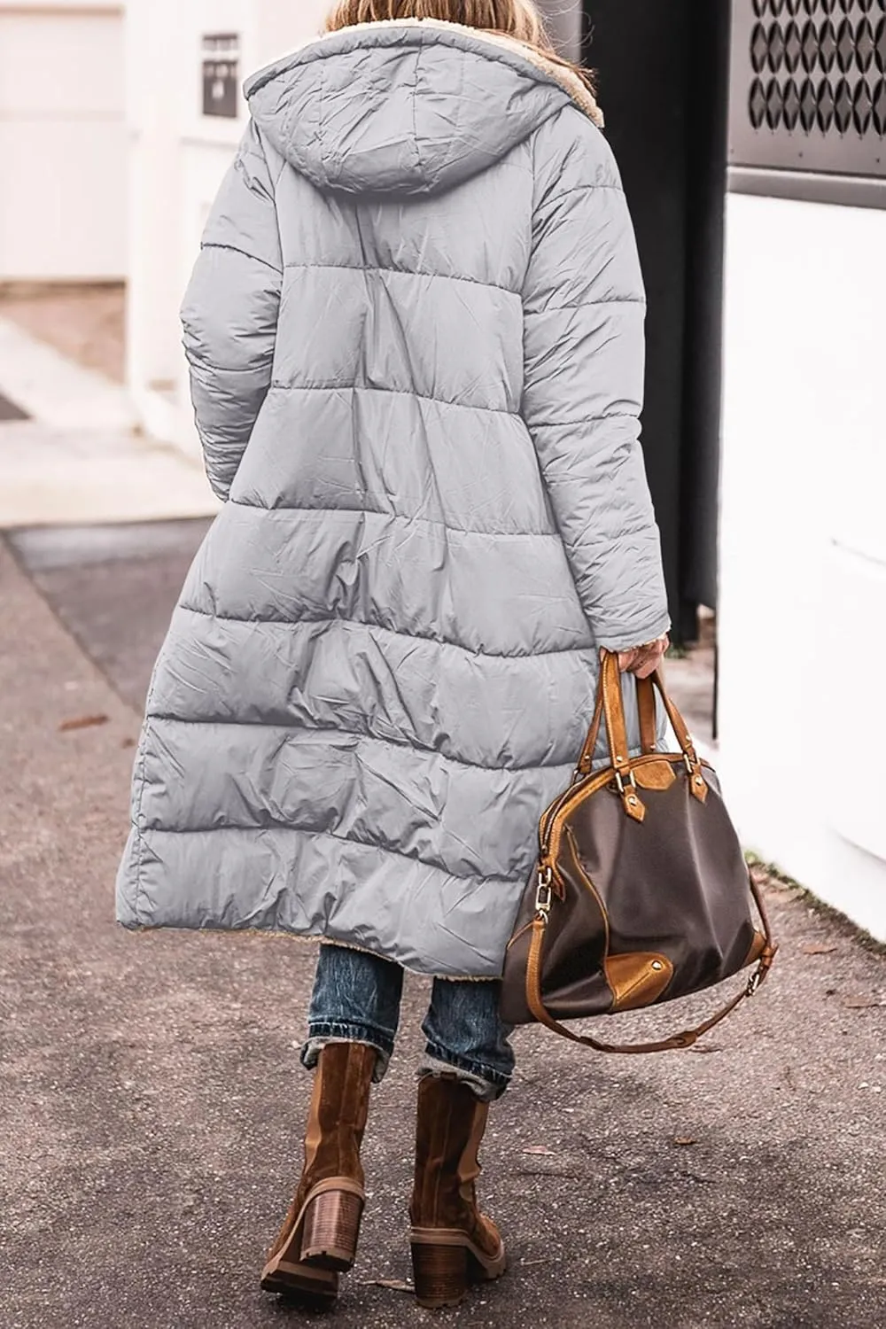 Canbebig Women 2023 Warm Winter Coats Reversible Sherpa Fleece Puffer Jackets Hooded Outerwear Thicken Warm Fashion Overcoat