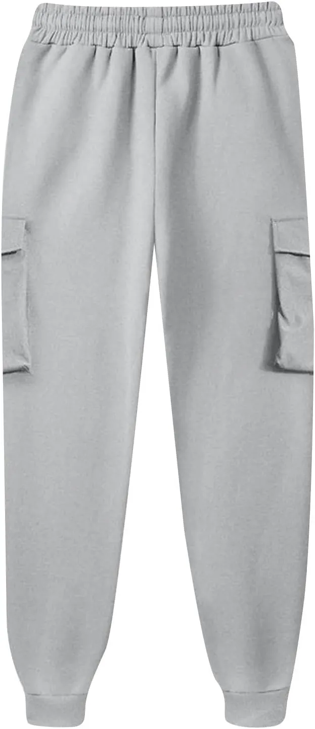 Cargo Jogger Sweatpants Women High Waisted Athletic Fleece Lined Joggers with Pockets Cinch Bottom Running Pants