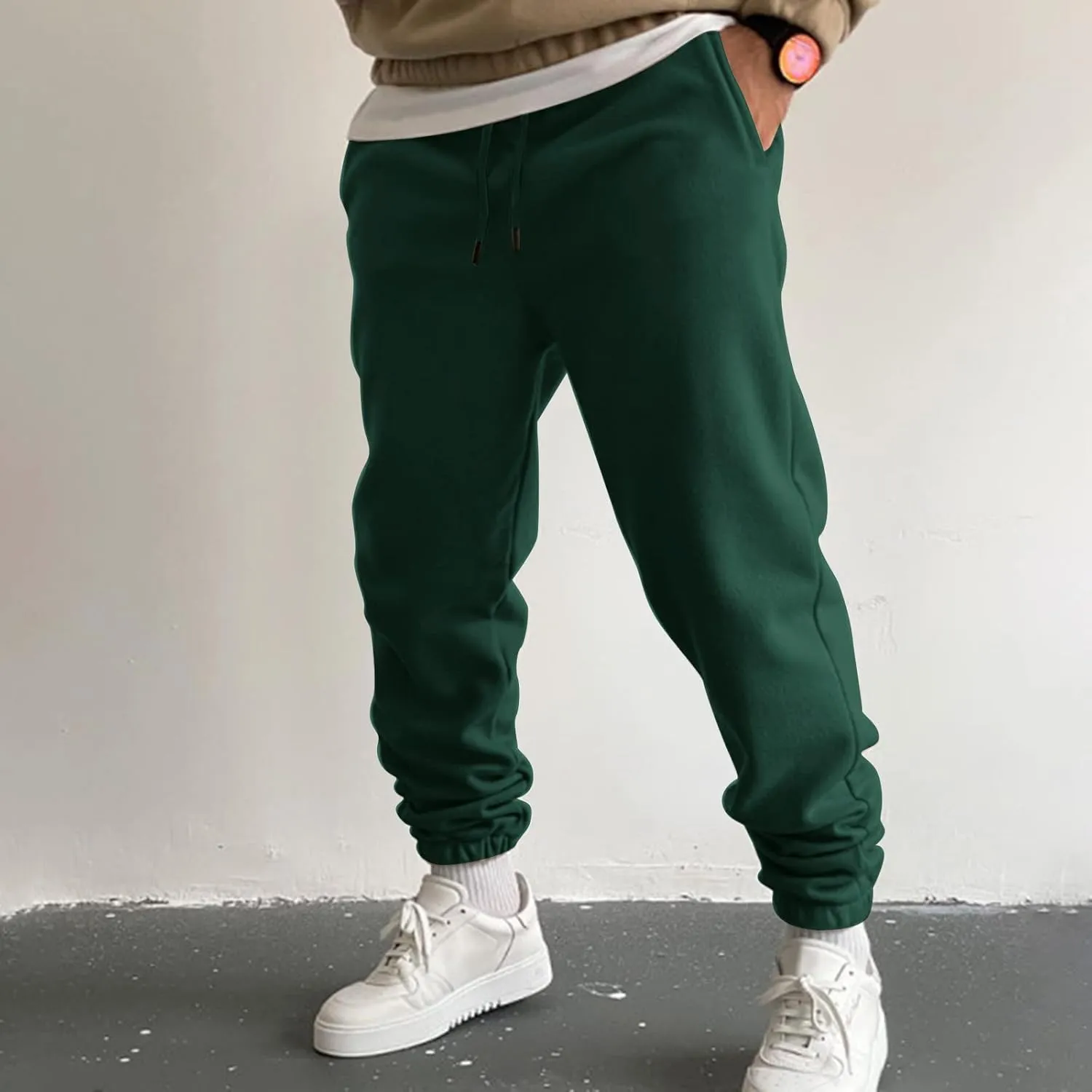 Cargo Pants for Men Relaxed Fit Elastic Waist Baggy Drop Crotch Sweatpant Mens Heavyweight Sweatpants Fleece Trousers