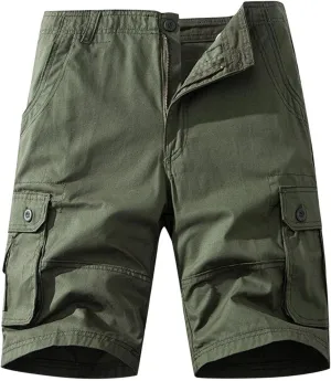 Cargo Shorts for Men Multi Pockets Relaxed Fit Below Knee Camouflage Shorts Button Classic Outdoor Tactical Outfits