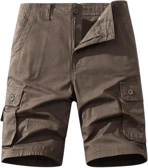 Cargo Shorts for Men Multi Pockets Relaxed Fit Below Knee Camouflage Shorts Button Classic Outdoor Tactical Outfits