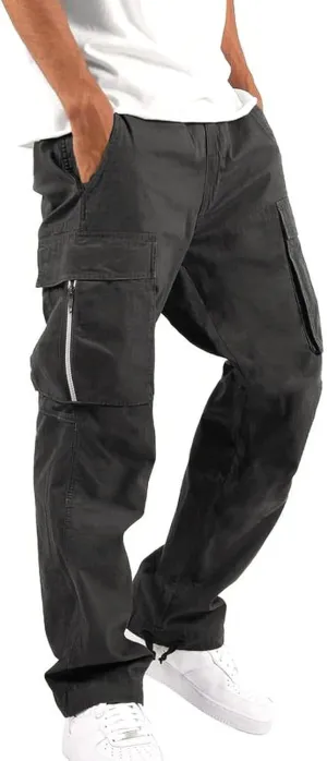 Cargo Work Pants for Men Relaxed-Fit Ripstop Lightweight Trousers Casual Outdoor Hiking Bottom Pant with Multi Pocket