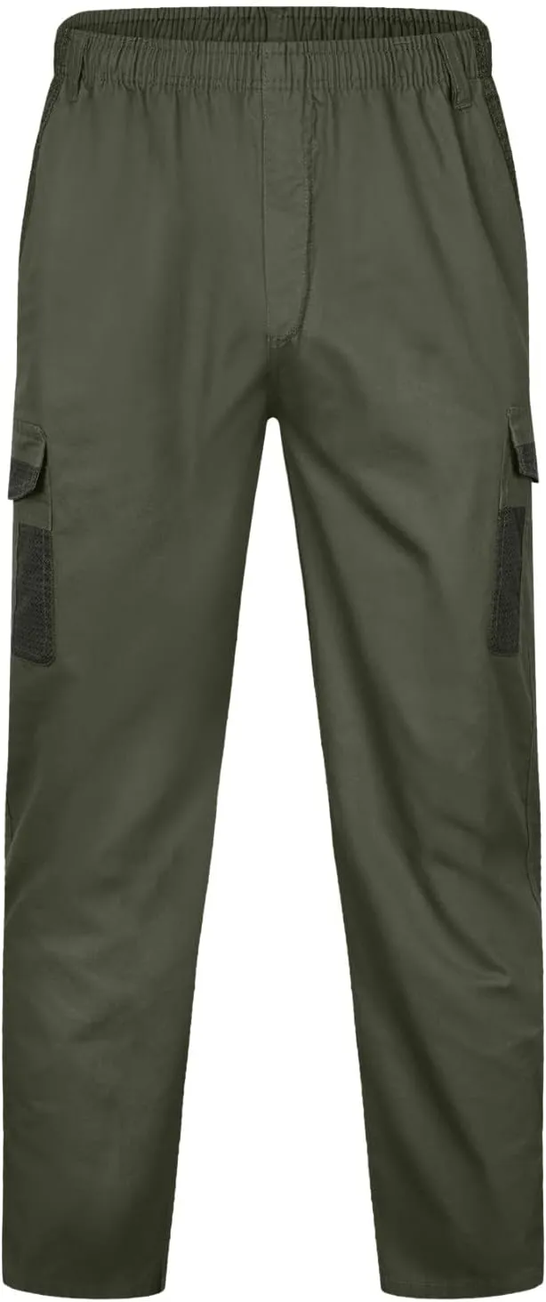 Cargo Work Pants for Men Relaxed-Fit Ripstop Lightweight Trousers Casual Outdoor Hiking Bottom Pant with Multi Pocket