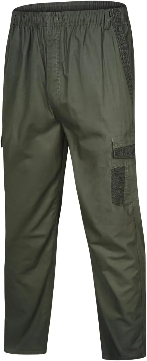 Cargo Work Pants for Men Relaxed-Fit Ripstop Lightweight Trousers Casual Outdoor Hiking Bottom Pant with Multi Pocket