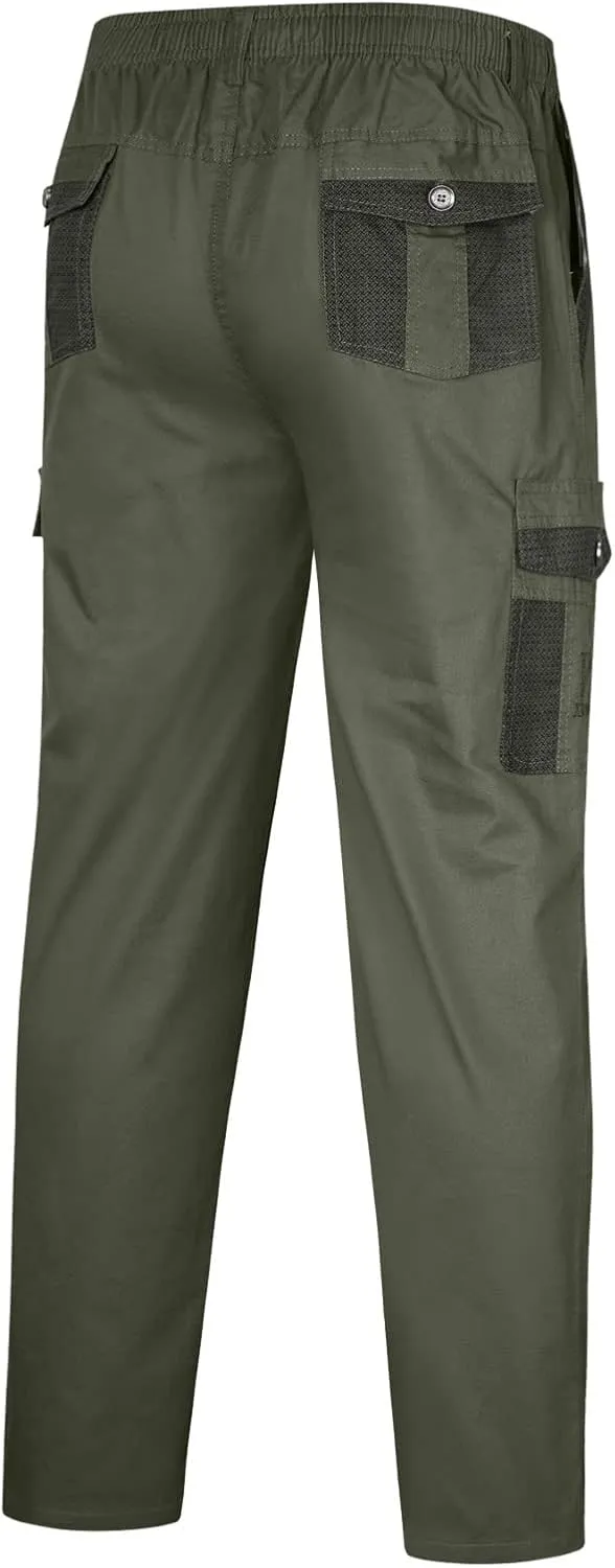 Cargo Work Pants for Men Relaxed-Fit Ripstop Lightweight Trousers Casual Outdoor Hiking Bottom Pant with Multi Pocket
