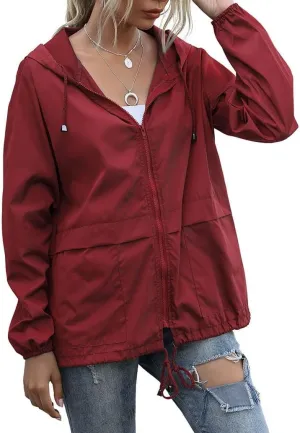 Cdiecer Womens Waterproof Rain Jacket Lightweight Packable Raincoat Hooded Outdoor Sport Windbreaker with Pockets