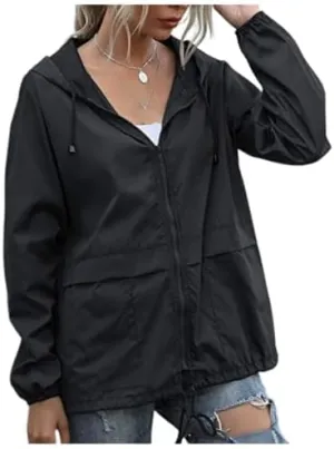 Cdiecer Womens Waterproof Rain Jacket Lightweight Packable Raincoat Hooded Outdoor Sport Windbreaker with Pockets
