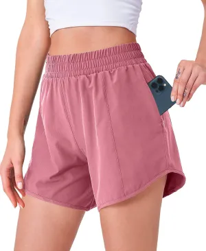 CELER Women's Running Shorts Quick Dry Workout Shorts with Phone Pocket Elastic Waist Athletic Sport Gym Shorts 5"