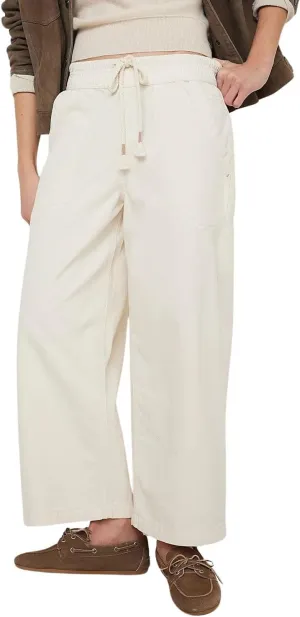 chouyatou Women's Drawstring Waist Barrel Jeans Boyfriend Baggy Loose Jeans Wide Leg Capri Denim Pants with Pockets